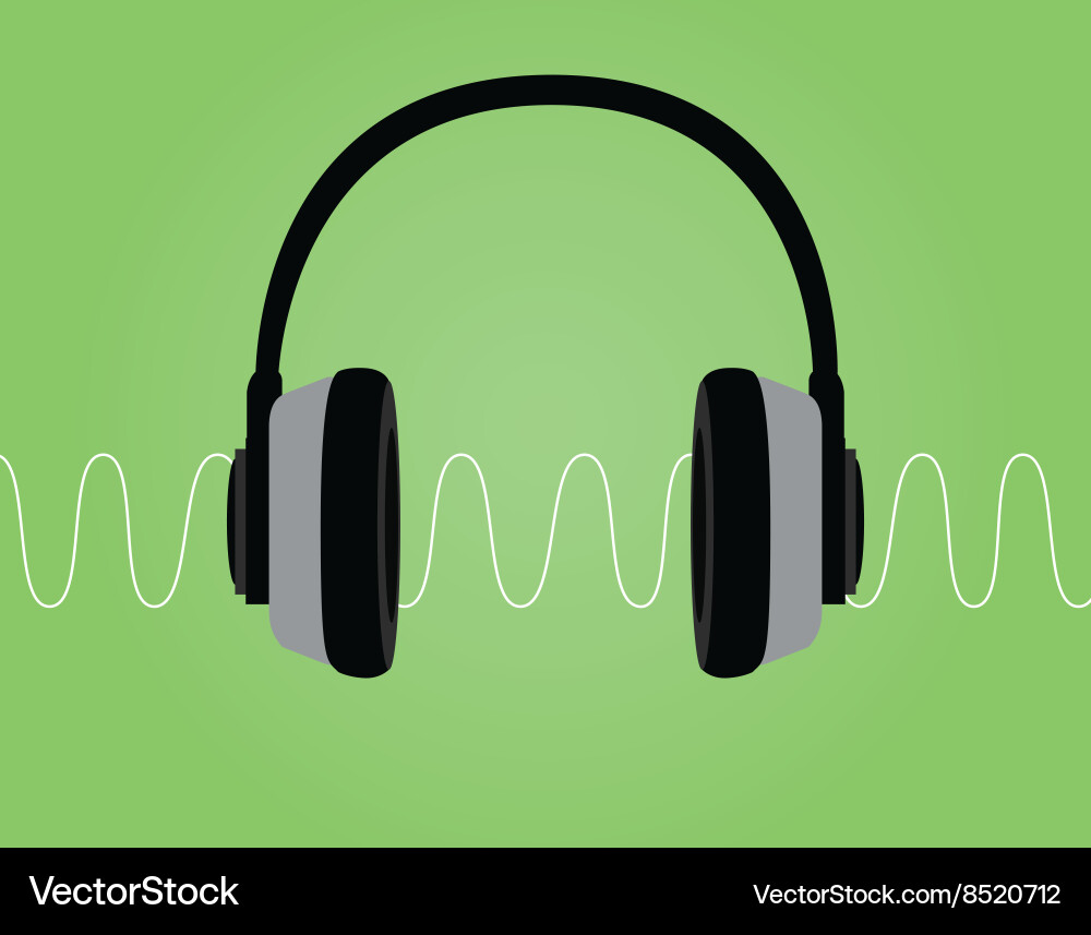 Headphone noise signal sound wave Vector Image