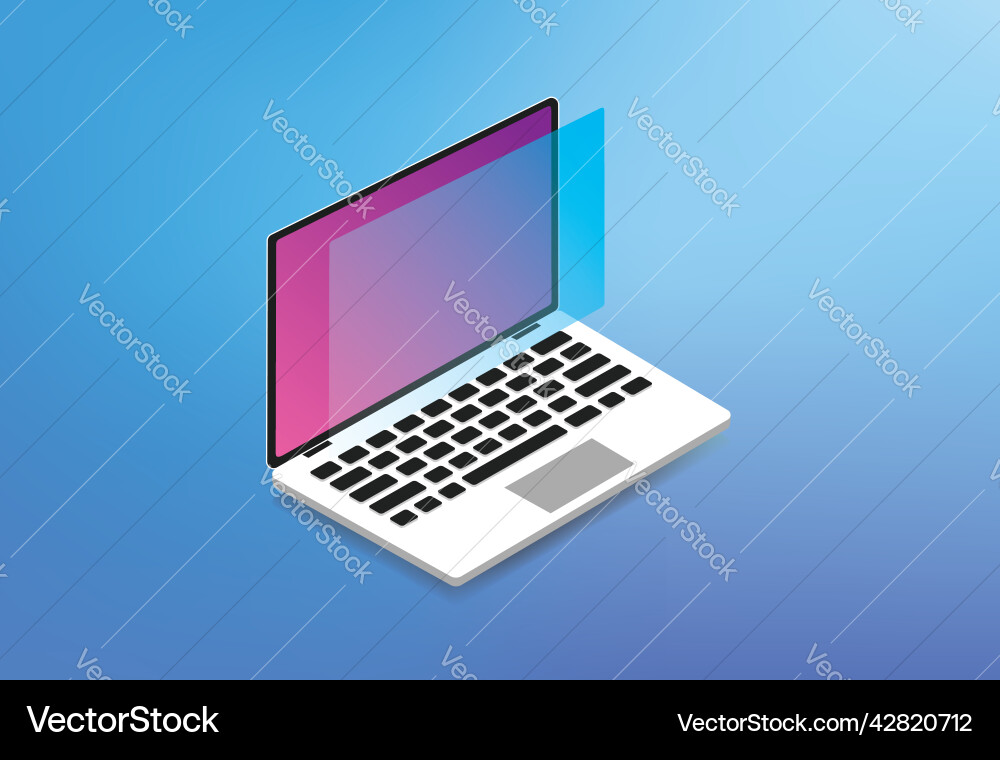 Isometric laptop mesh ui ux abstract vector image