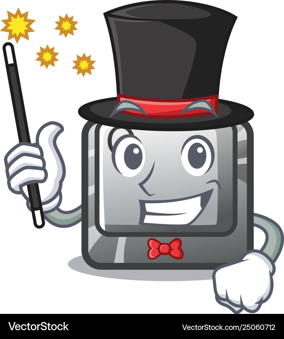 Magician q button installed on cartoon computer vector image
