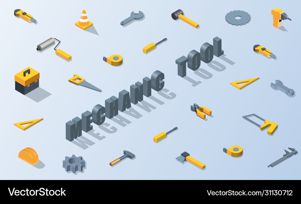 Mechanic tool isometric background design Mechanic tool isometric background design vector image
