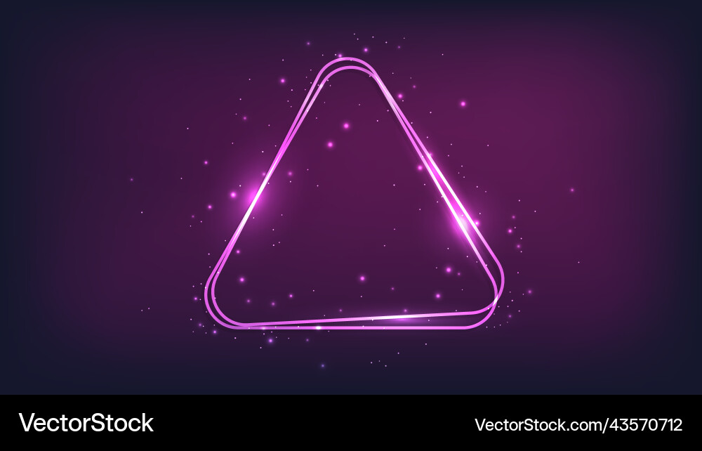 Neon rounded triangle frame with shining effects Neon rounded triangle frame with shining effects vector image