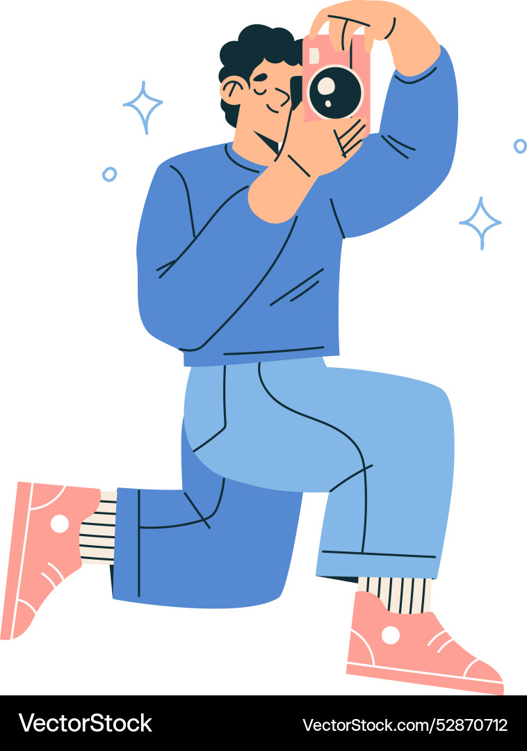 New technologies with man character camera New technologies with man character camera vector image