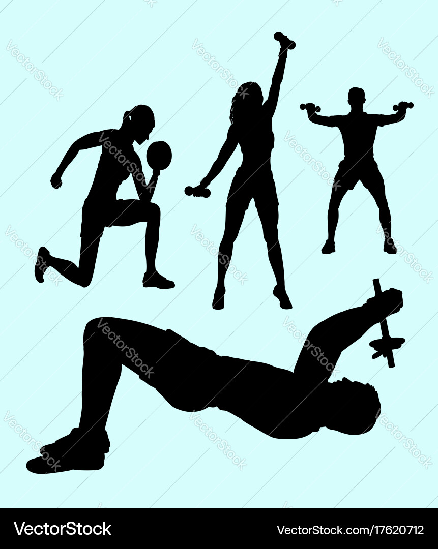 Pilates Silhouettes - Man & Woman Vector Image