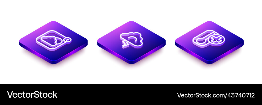 Set isometric line weather forecast app cloud Set isometric line weather forecast app cloud Vector Image