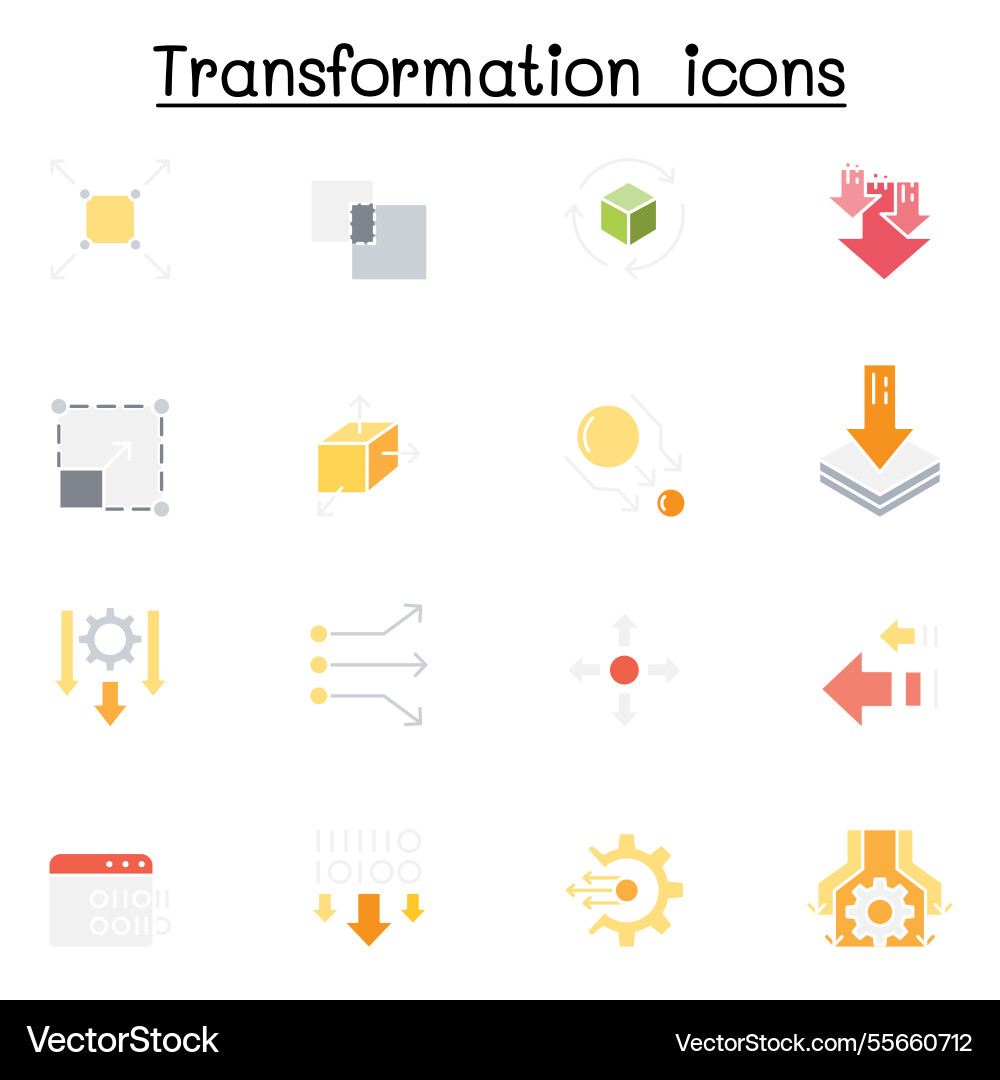 Transform edit change scale update icon set Transform edit change scale update icon set vector image