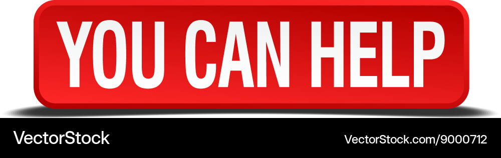 You can help red 3d square button isolated Vector Image