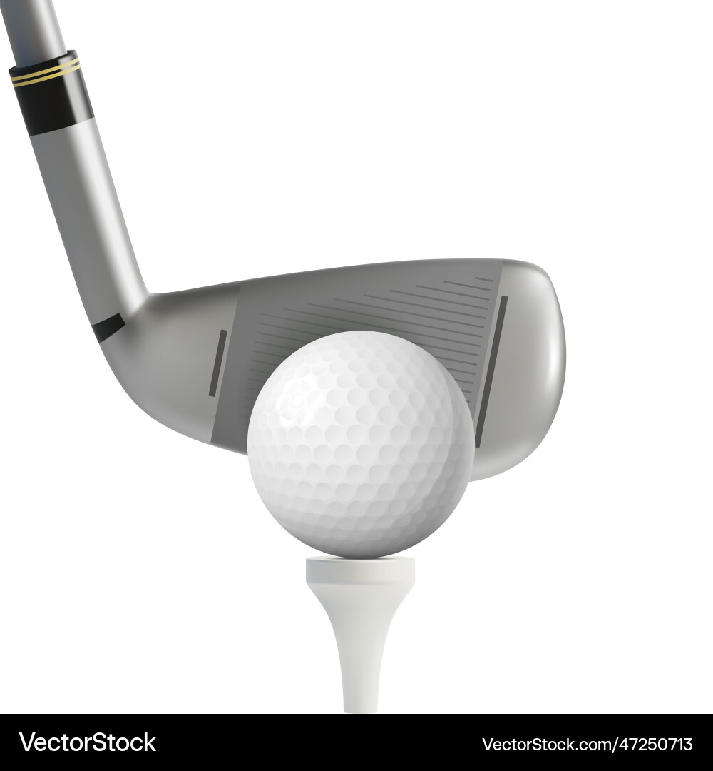 3d stick golf and ball on white tee golfing sport 3d stick golf and ball on white tee golfing sport vector image