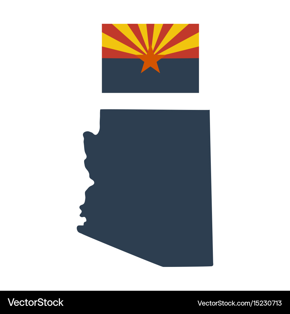 Arizona Flag and Map Vector Image