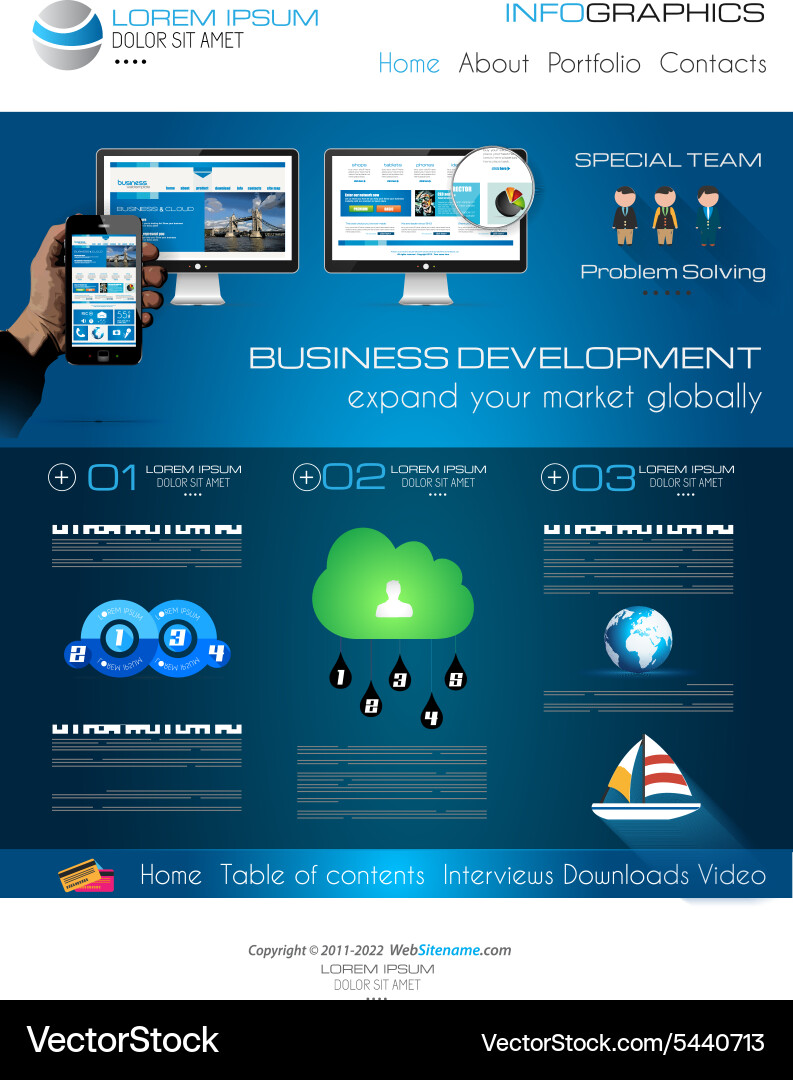 Attractive modern web template with flat ui vector image