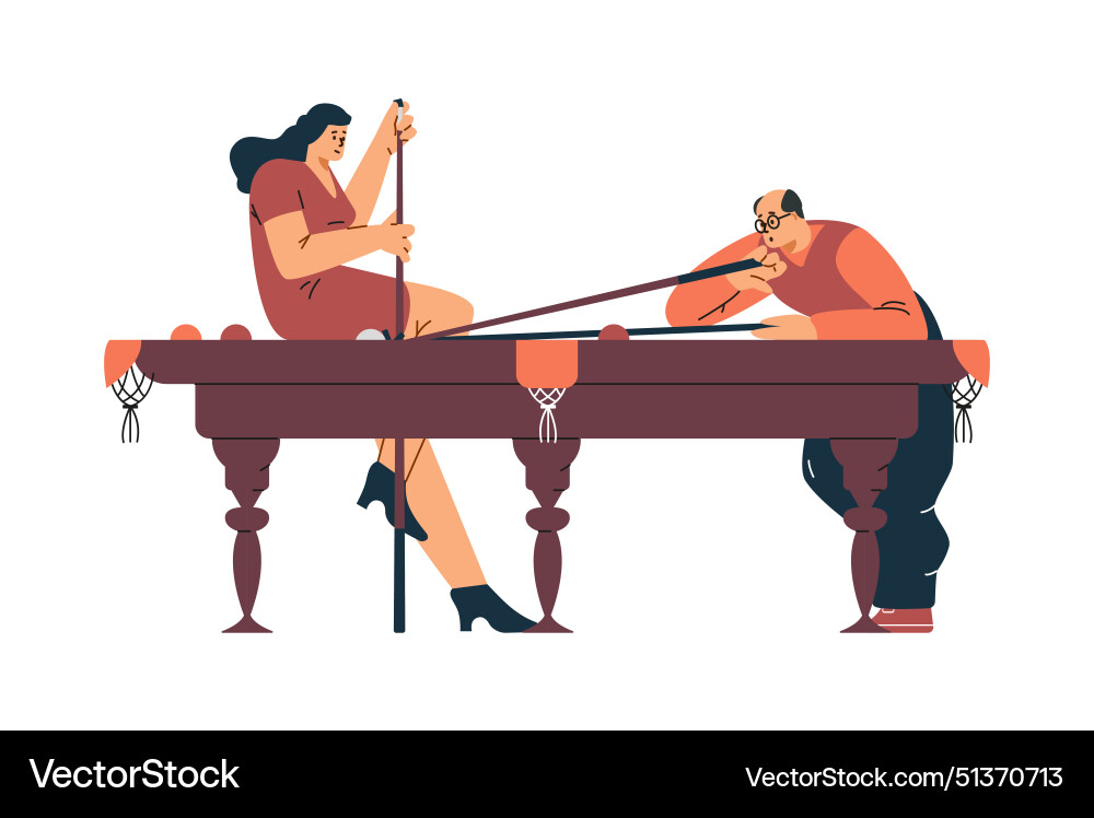 Billiards game competition flat Royalty Free Vector Image