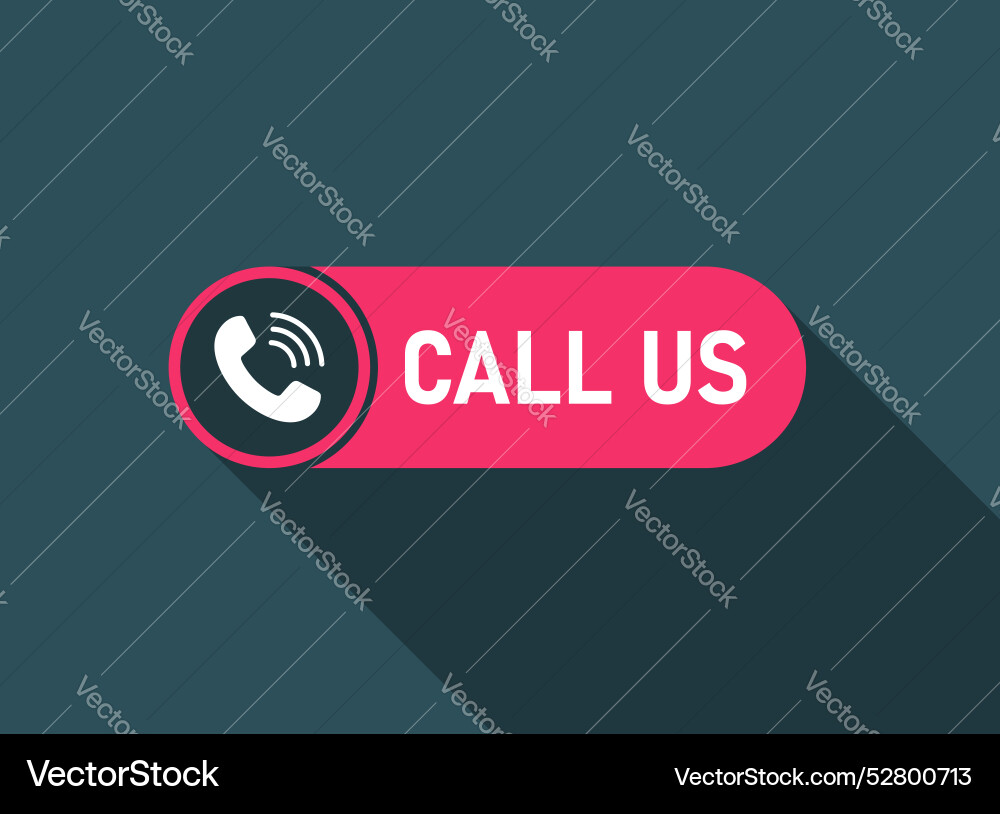 Call us button icon in flat style phone number Call us button icon in flat style phone number Vector Image