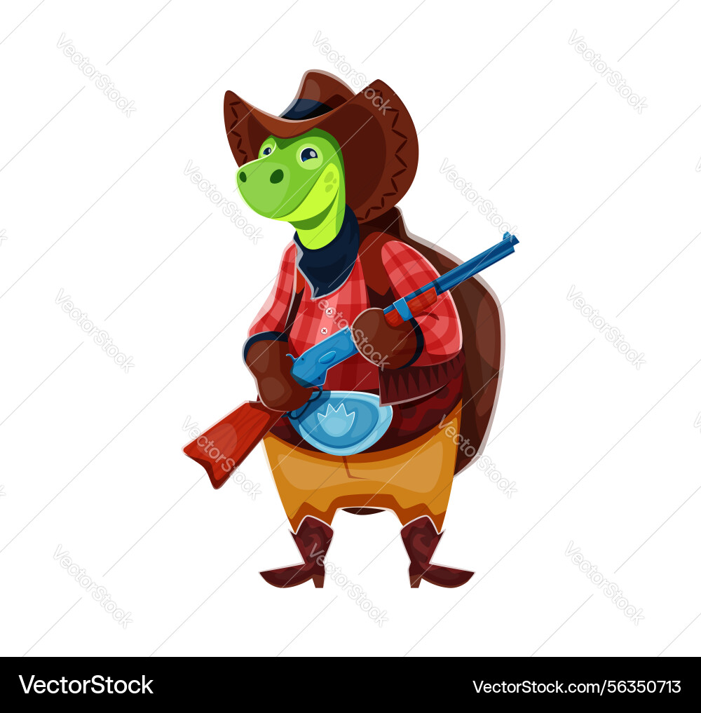 Cartoon Schildkröte Cowboy Sheriff und wildes Westtier Cartoon Schildkröte Cowboy Sheriff und wildes Westtier vektorbild