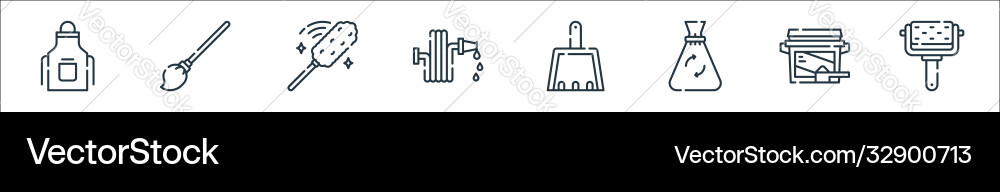Cleaning line icons linear set quality Cleaning line icons linear set quality vector image