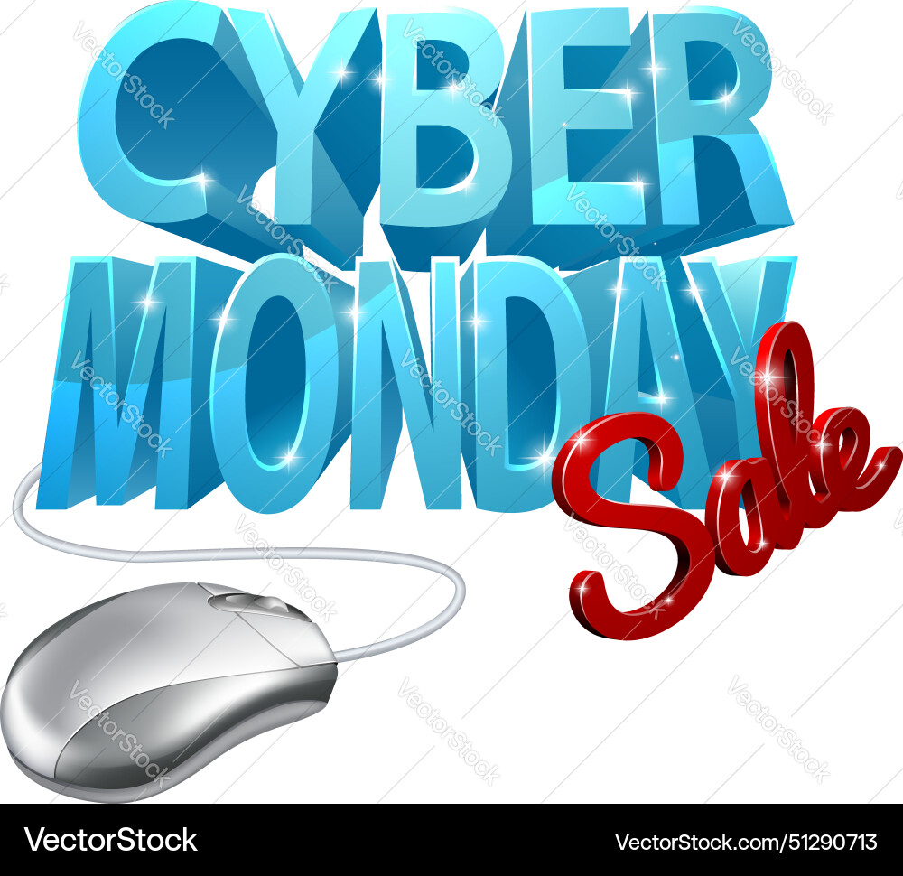 Cyber monday sale computer mouse sign vector image