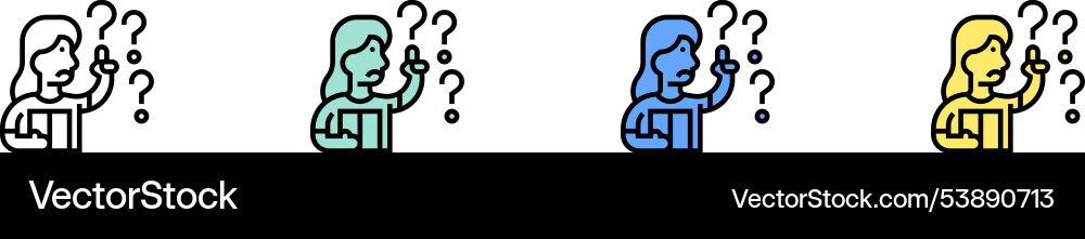 Frage-Icon Umriss grün blau und gelb Stil Frage-Icon Umriss grün blau und gelb Stil vektorbild