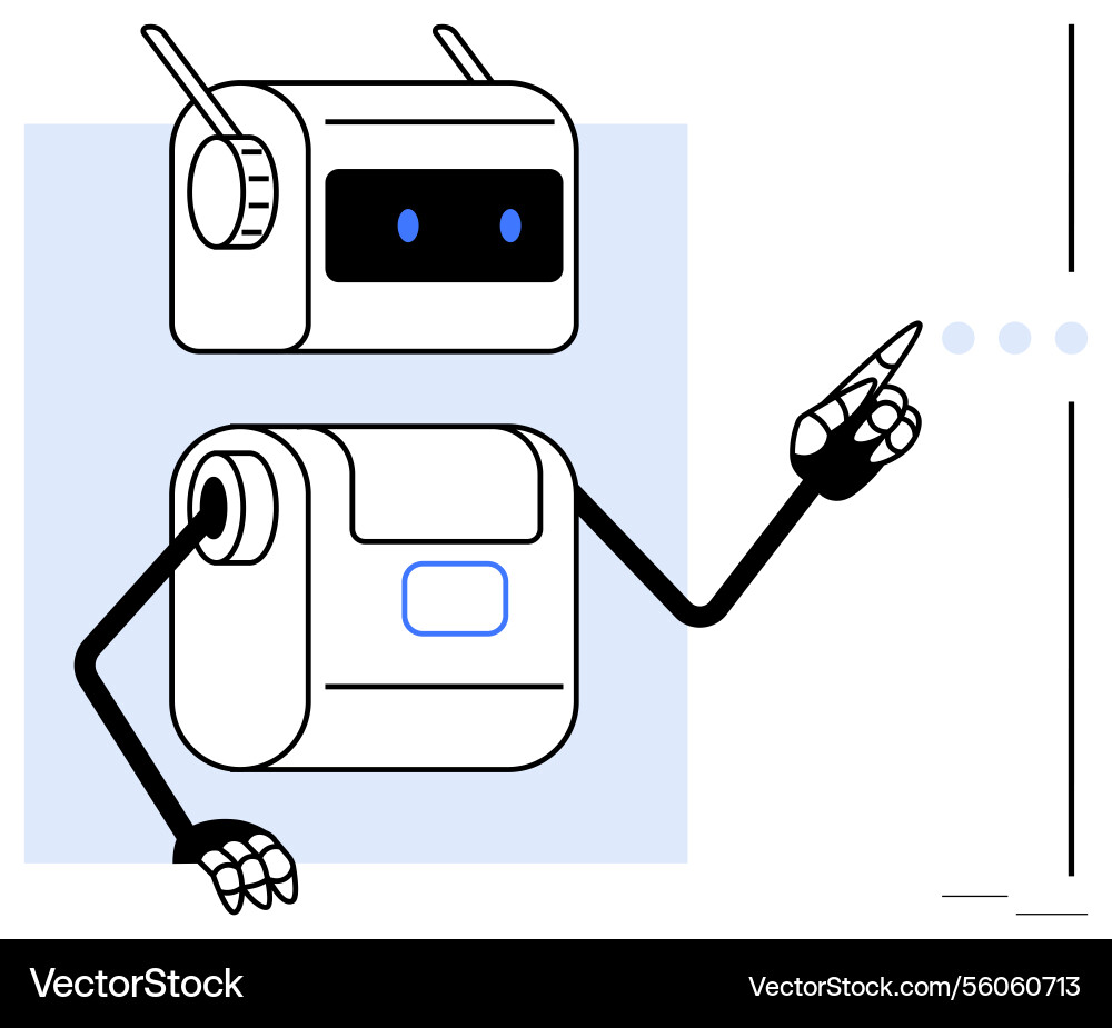 Friendly robot interacting with digital interface Vector Image