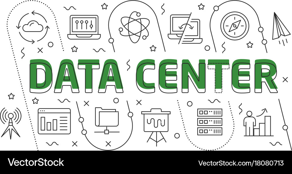 Linear data center vector image