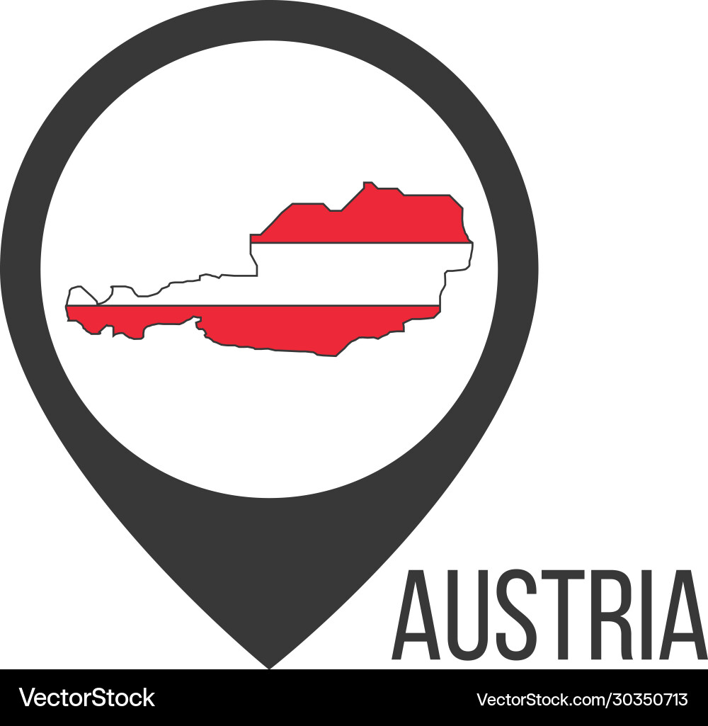 Map pointers with contry austria flag vector image
