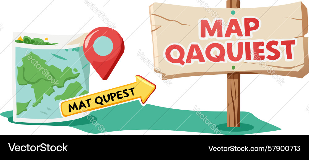 Map quest sign navigation exploration generative Vector Image