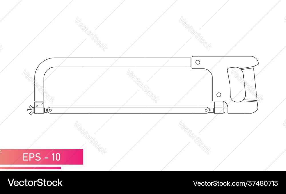 Metal hacksaw with a convenient handle linear Metal hacksaw with a convenient handle linear Vector Image
