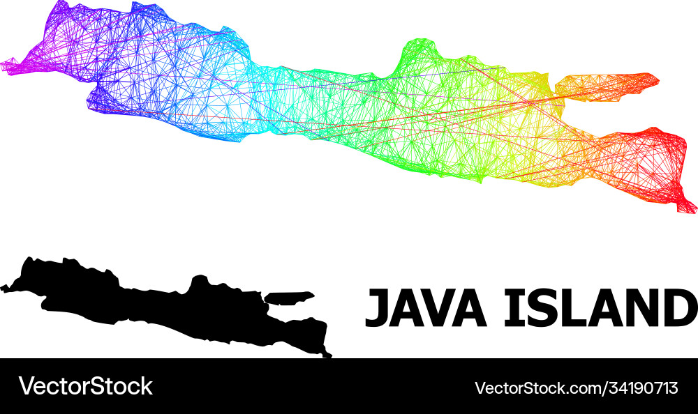 Netzwerkkarte Java Insel mit spektralem Gradienten Netzwerkkarte Java Insel mit spektralem Gradienten vektorbild