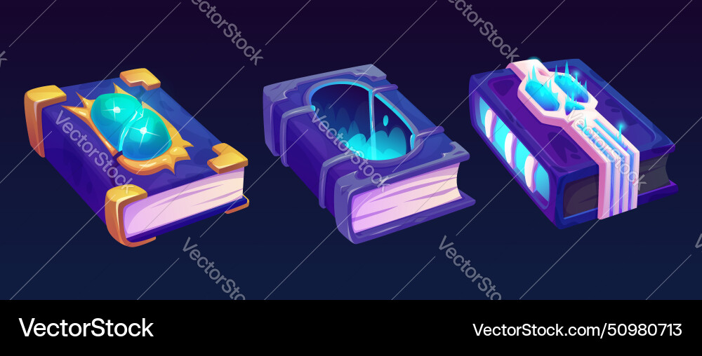 Old magic book for fantasy game ui icon vector image