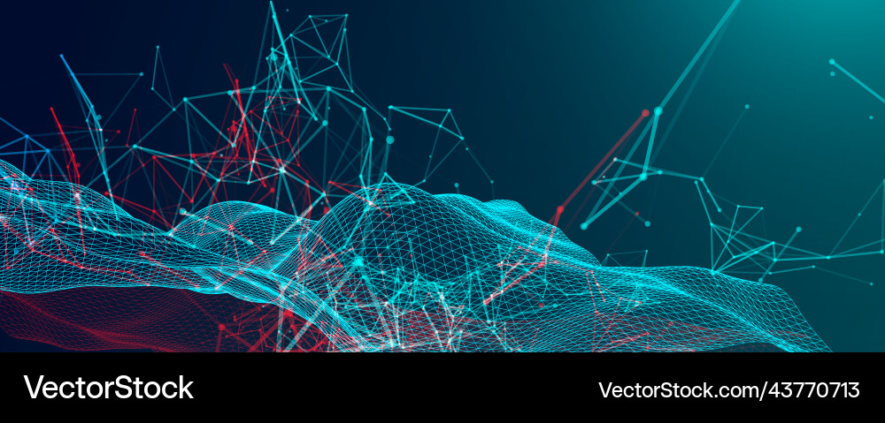 Polygonal science background with connecting dots Vector Image