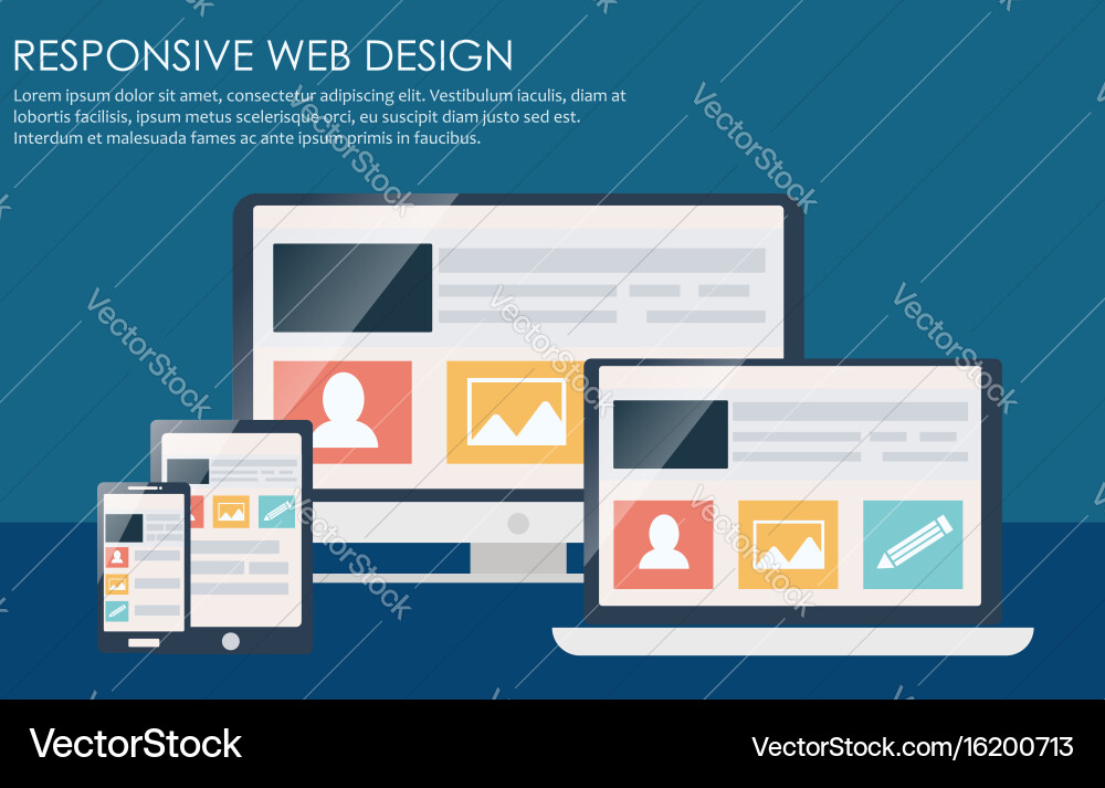 Responsive web design including laptop desktop Vector Image