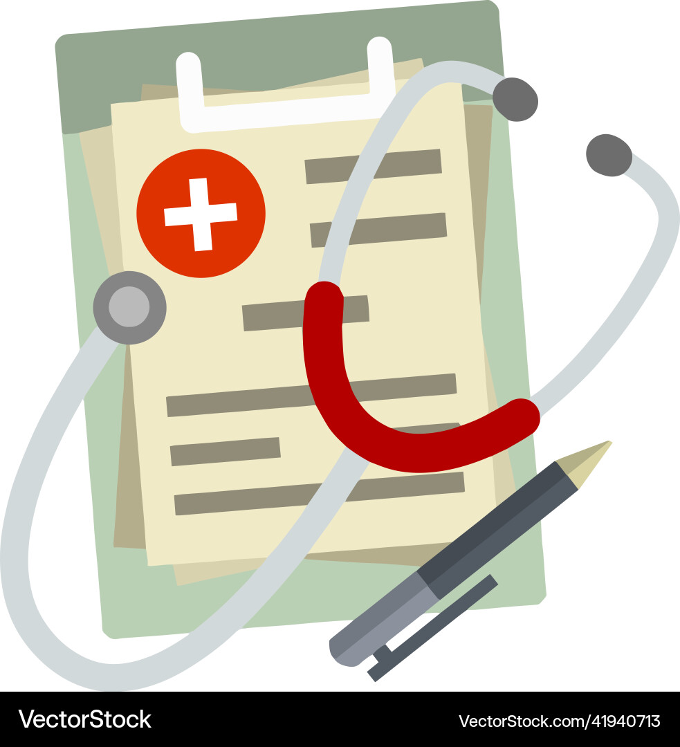 Set of medical objects paper file folder vector image