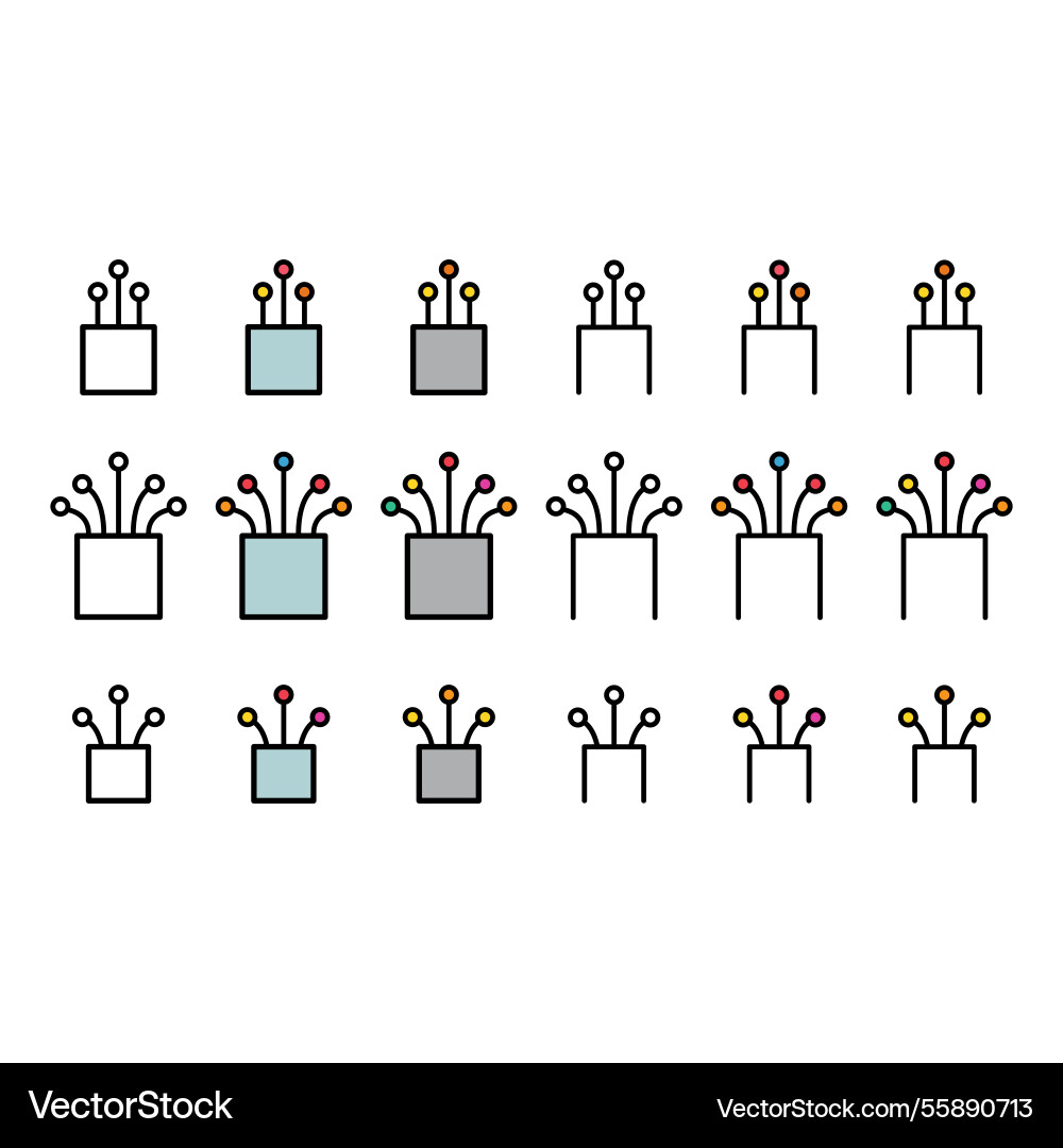 Set of optical cable icon technology information Vector Image