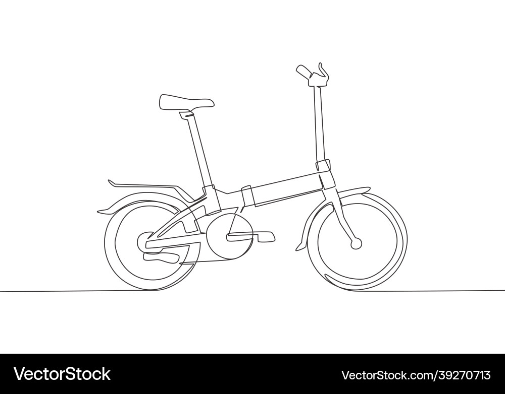 Single continuous line drawing of folding bicycle Single continuous line drawing of folding bicycle vector image