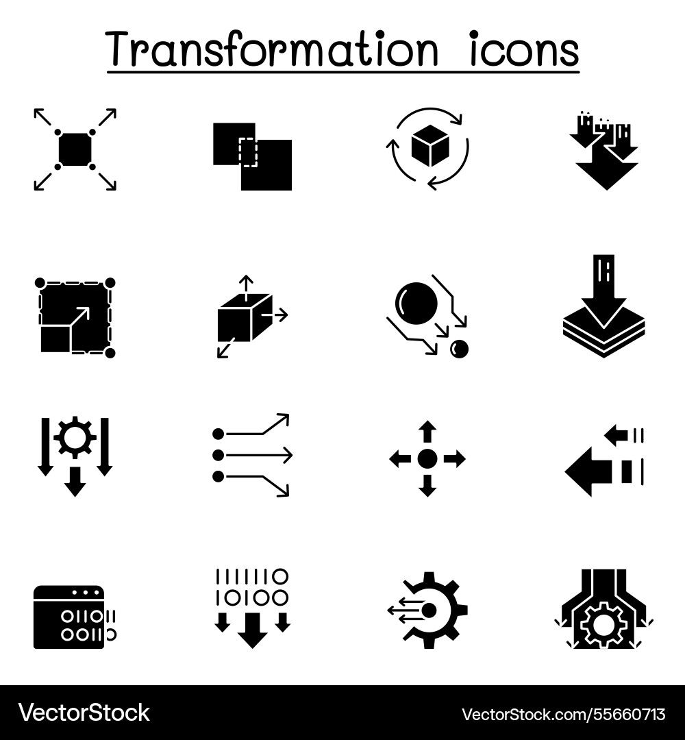 Transform edit change scale update icon set Transform edit change scale update icon set vector image