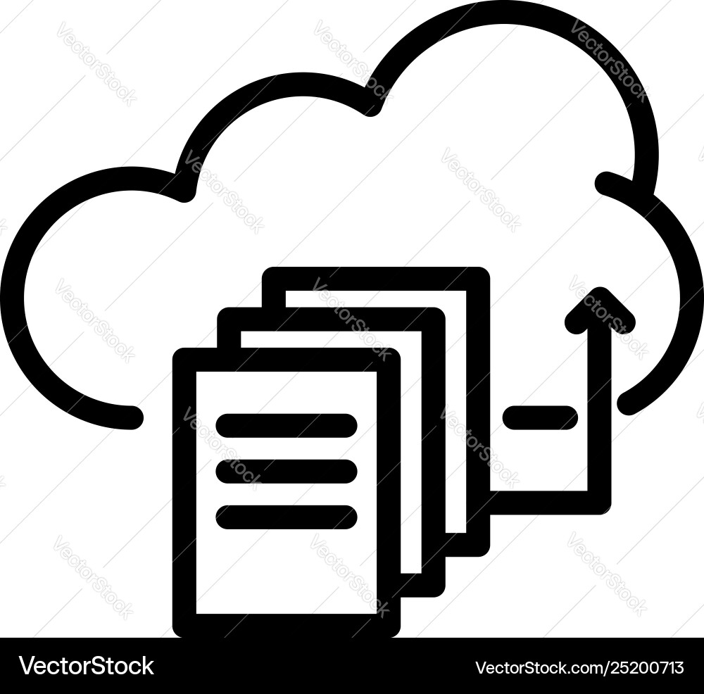 Upload files to cloud icon outline style Upload files to cloud icon outline style vector image