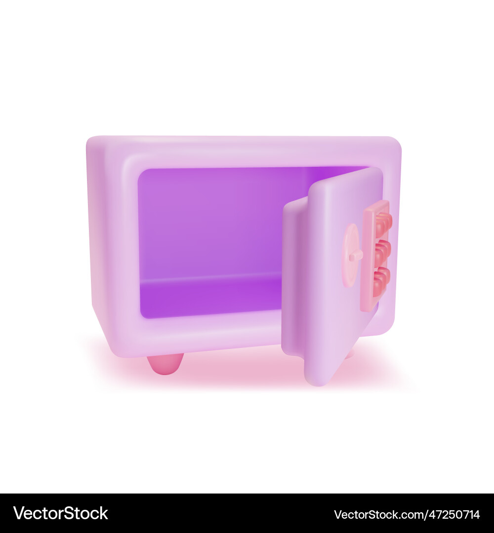 3d empty open safe cartoon style 3d empty open safe cartoon style Vector Image