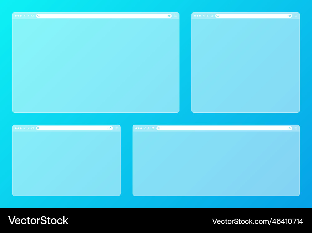 Blank transparent web browser window with toolbar Blank transparent web browser window with toolbar vector image