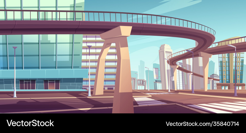 Cityscape with skyscrapers and overpass highway Cityscape with skyscrapers and overpass highway vector image