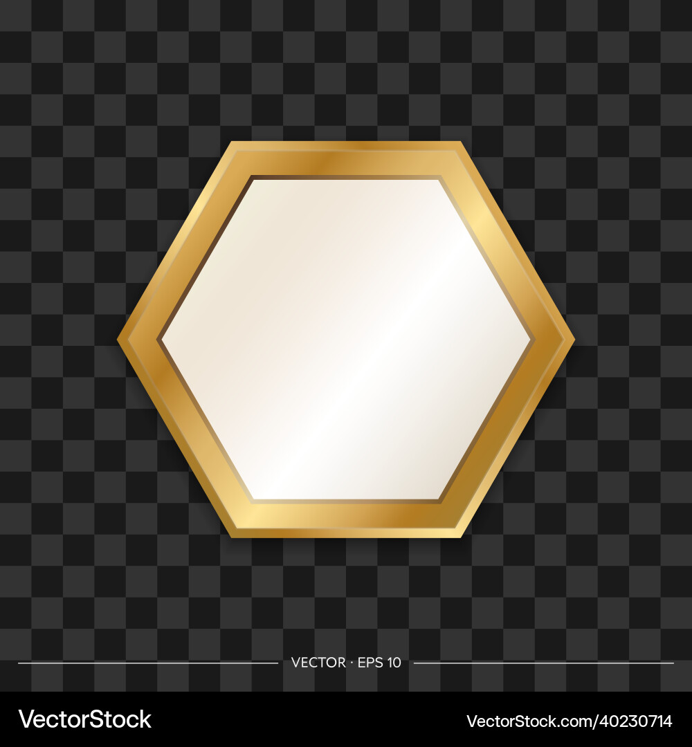 Mirror in the shape of a hexagon with gold Mirror in the shape of a hexagon with gold vector image