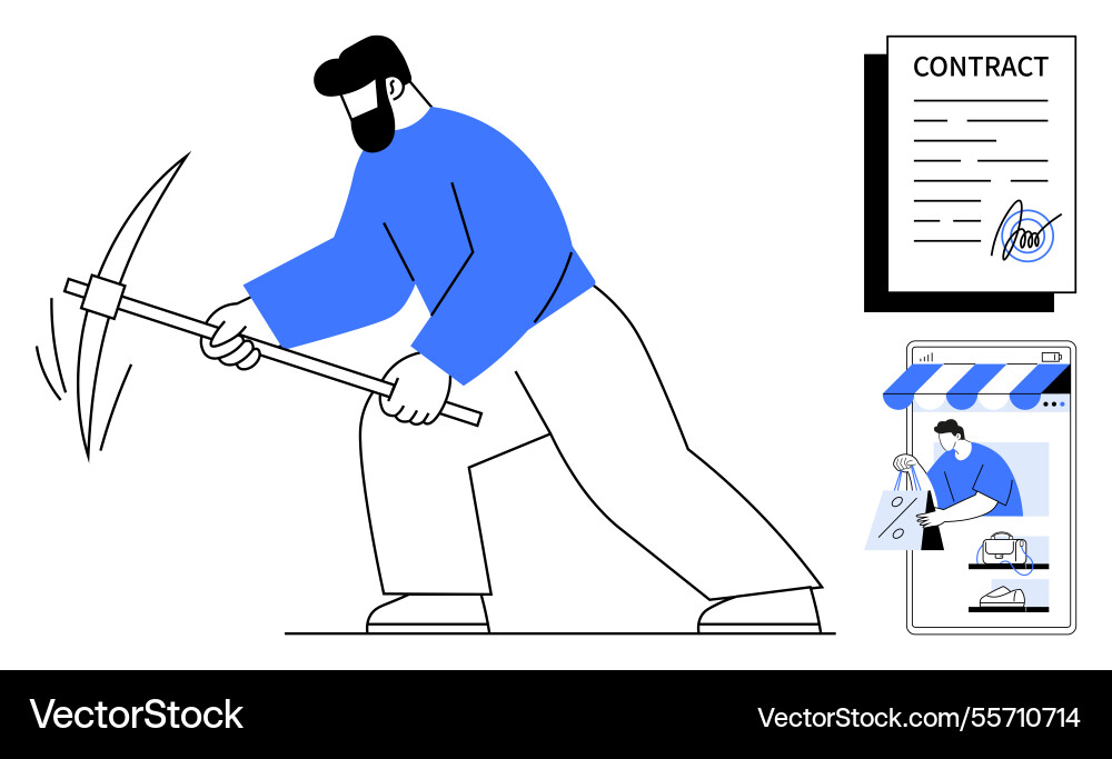 Modern mining connecting hard work with digital Vector Image