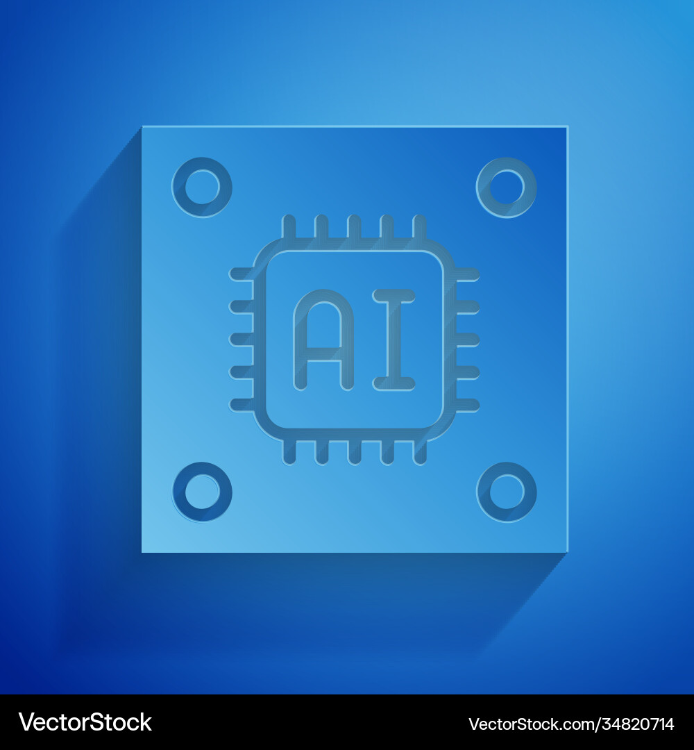 Paper cut computer processor with microcircuits Paper cut computer processor with microcircuits vector image