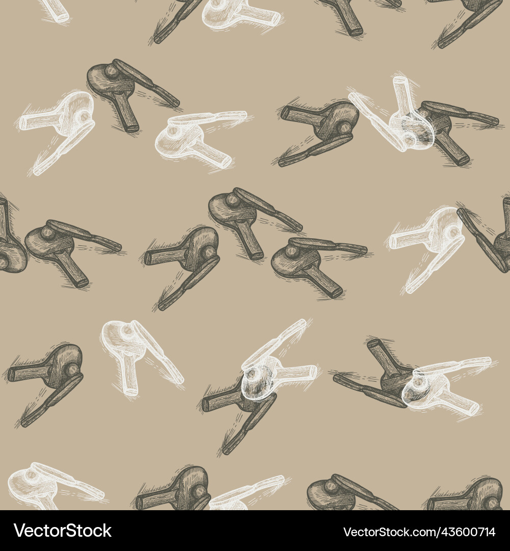 Ping pong racket engraved seamless pattern Vector Image
