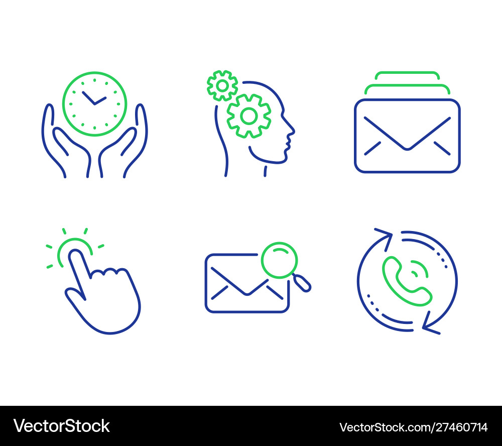 Safe time mail and touchpoint icons set thoughts Vector Image