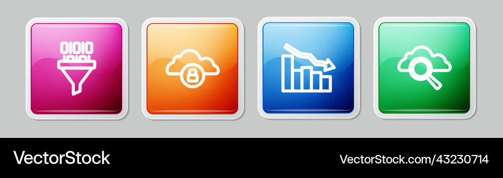 Set line binary code cloud computing lock Set line binary code cloud computing lock vector image