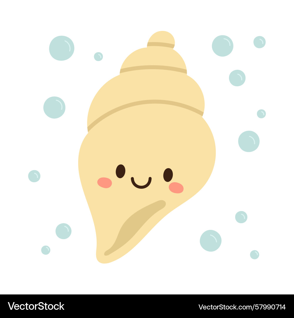 Smiling yellow conch shell character with gentle Vector Image