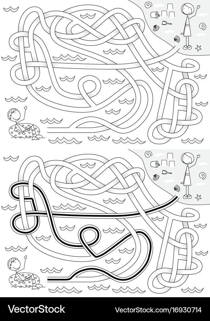Summer maze Royalty Free Vector Image - VectorStock