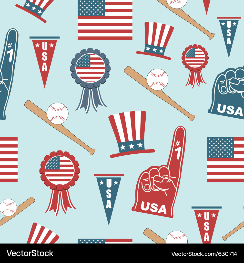 USA Stars and Stripes Baseball Pattern vector image