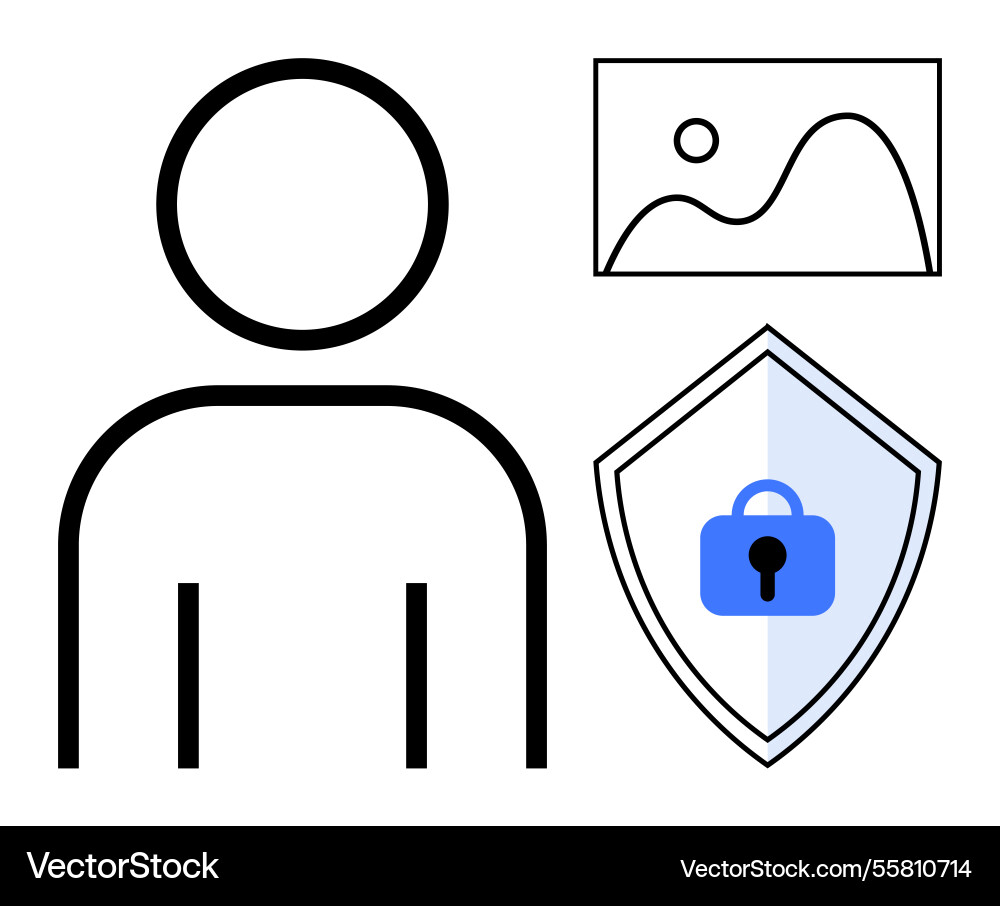 User icon with image and security shield User icon with image and security shield vector image