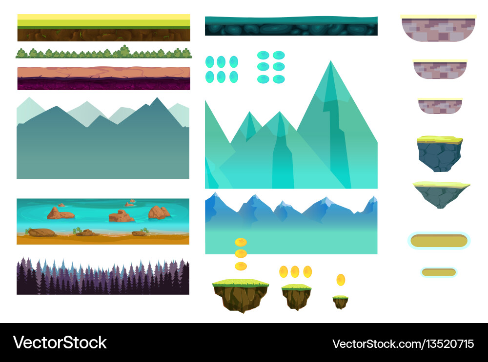 2D Platform Game Elements vector image