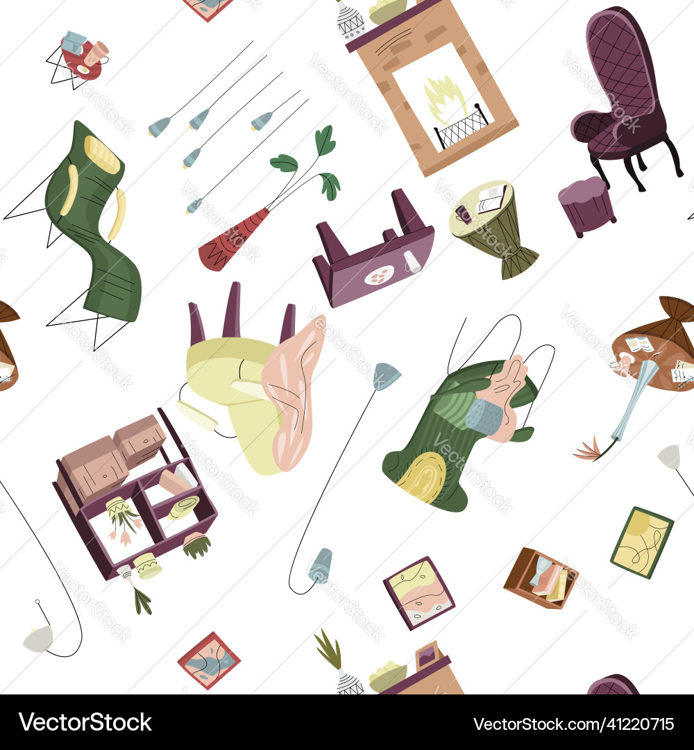 A pattern furniture objects in different positions A pattern furniture objects in different positions vector image