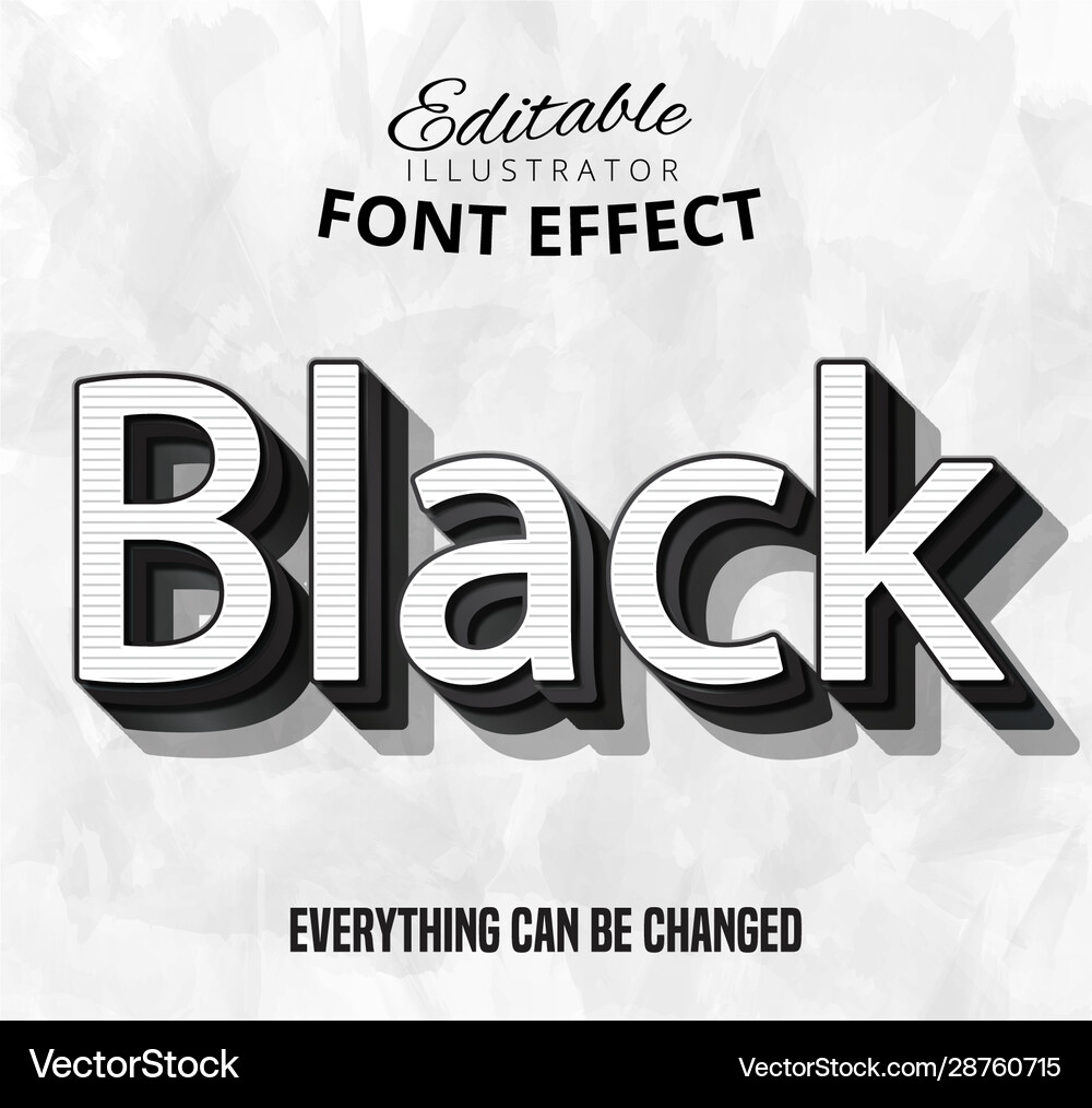 Black text editable font effect Vector Image
