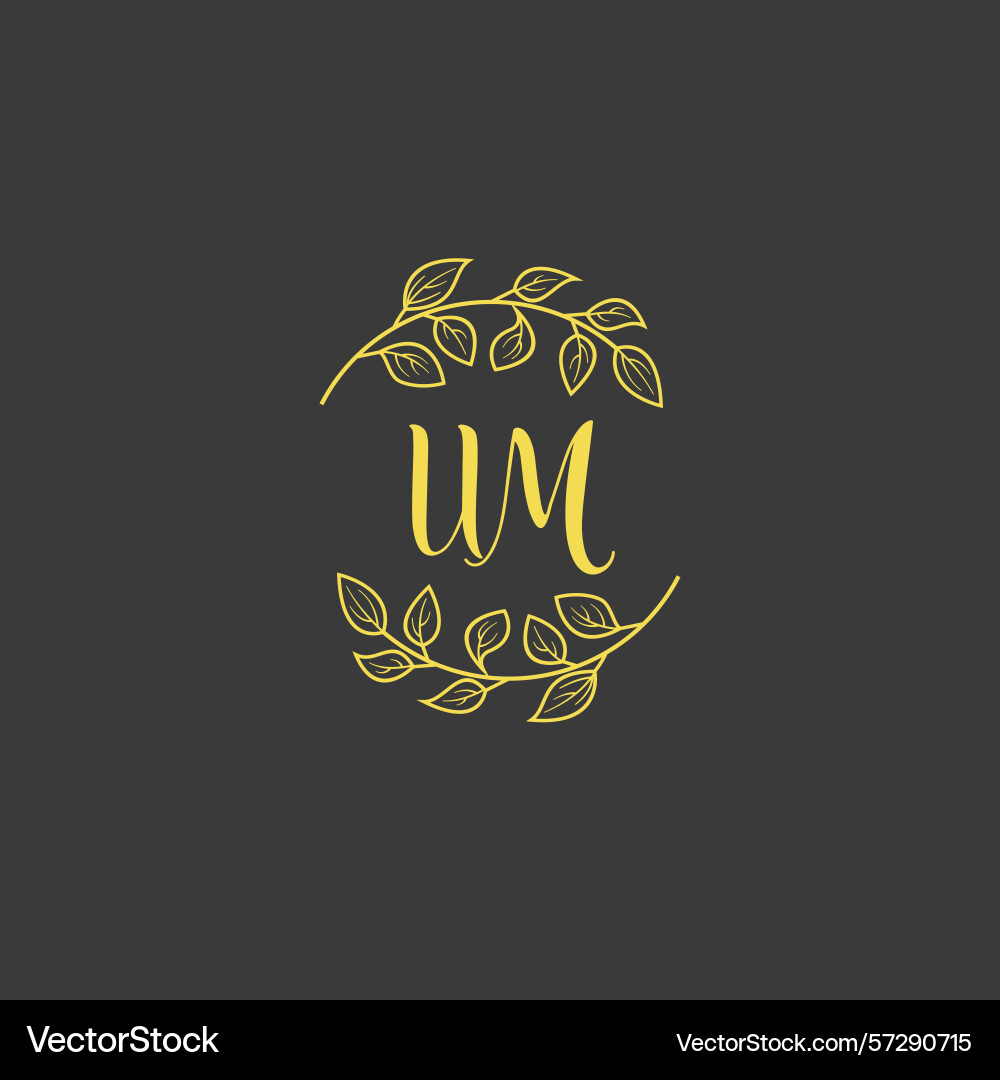 Botanical monogram logos with initial um vector image